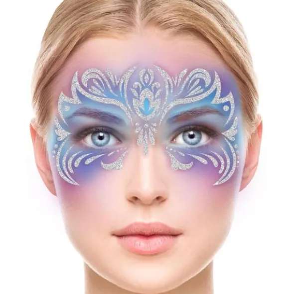 Ansiktsklistermärken Silver Glitter