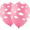 Baby Rosa Ballonger med Vita Moln