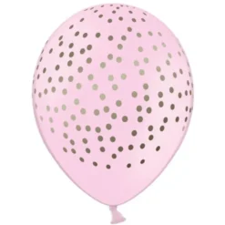 Baby Rosa Latexballonger med Guldprickar
