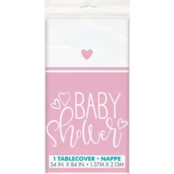 Baby Shower Bordsduk Ljusrosa och Vit