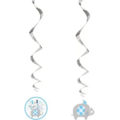 Babyshower Hängande Dekorationer Swirls Elefant Blå
