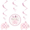 Babyshower Hängande Swirls Dekorationer Elefant Rosa