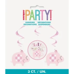 Babyshower Hängande Swirls Dekorationer Elefant Rosa