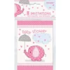 Baby Shower Inbjudningskort Girl Umbrellaphant