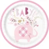 Babyshower Papptallrikar Elefant Rosa