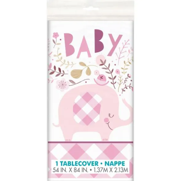 Babyshower Plastduk Elefant Rosa