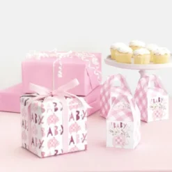 Babyshower Presentaskar Elefant Rosa