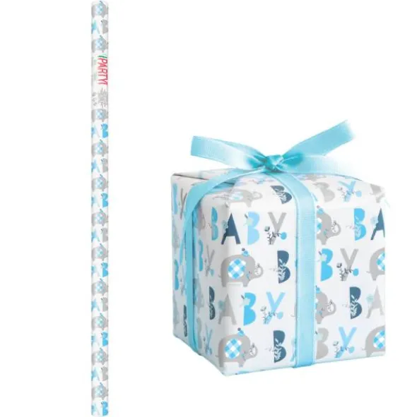 Babyshower Presentpapper Elefant Blå