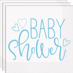 Baby Shower Servetter Ljusblå och Vit