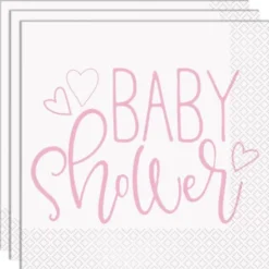 Baby Shower Servetter Ljusrosa och Vit