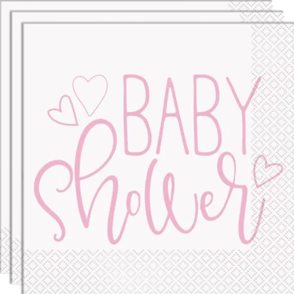 Baby Shower Servetter Ljusrosa och Vit