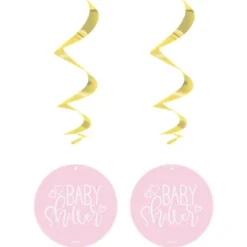 Baby Shower Swirls Ljusrosa & Metallic Guld