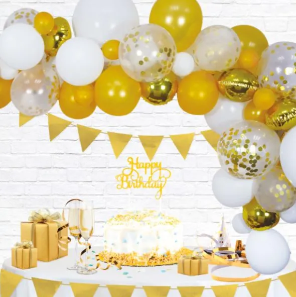 Ballongbåge Kit Guld & Vit