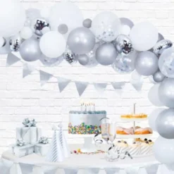 Ballongbåge Kit Silver & Vit