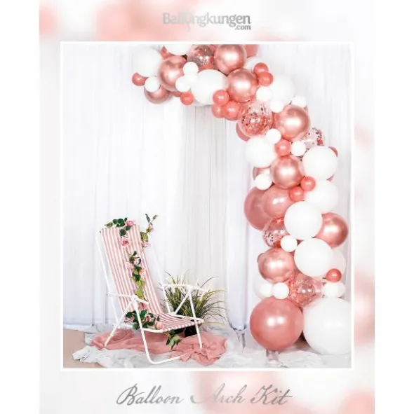 Ballongbåge Kit Vit & Roseguld