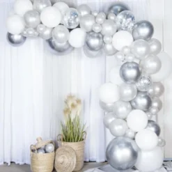 Ballongbåge Kit Vit & Silver