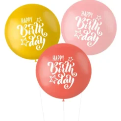 Ballonger XL Happy Birthday Rosa/Röd/Gul