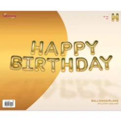 Ballonggirlang Happy Birthday Guld