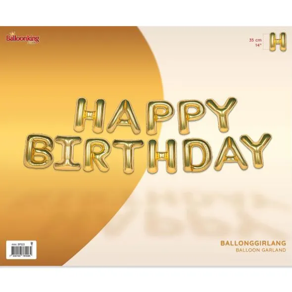 Ballonggirlang Happy Birthday Guld