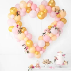 Ballonggirlang Hjärta Rosa & Guld
