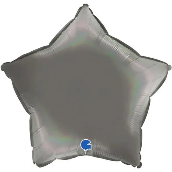 Ballong Stjärna Holografisk Platinum Grå