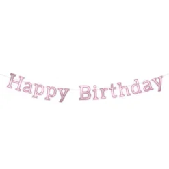 Banderoll Happy Birthday Silver & Rosa
