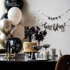 Bokstavsgirlang Happy Birthday Svart