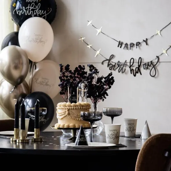 Bokstavsgirlang Happy Birthday Svart