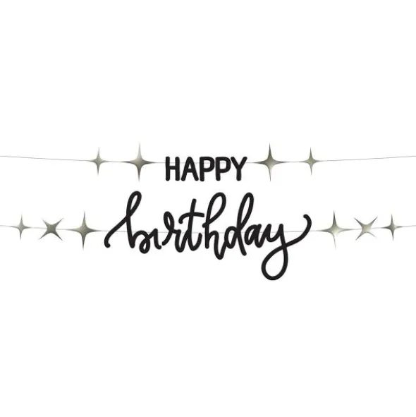 Bokstavsgirlang Happy Birthday Svart