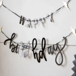 Bokstavsgirlang Happy Birthday Svart
