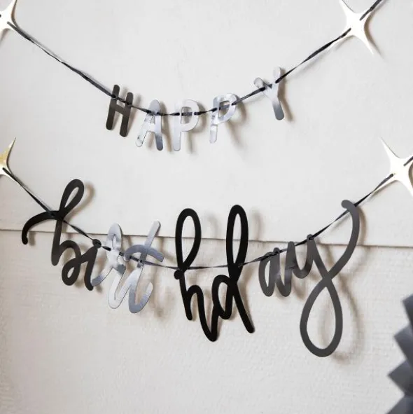 Bokstavsgirlang Happy Birthday Svart