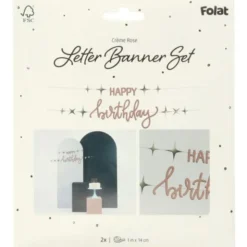 Bokstavsgirlang Happy Birthday Krämrosa