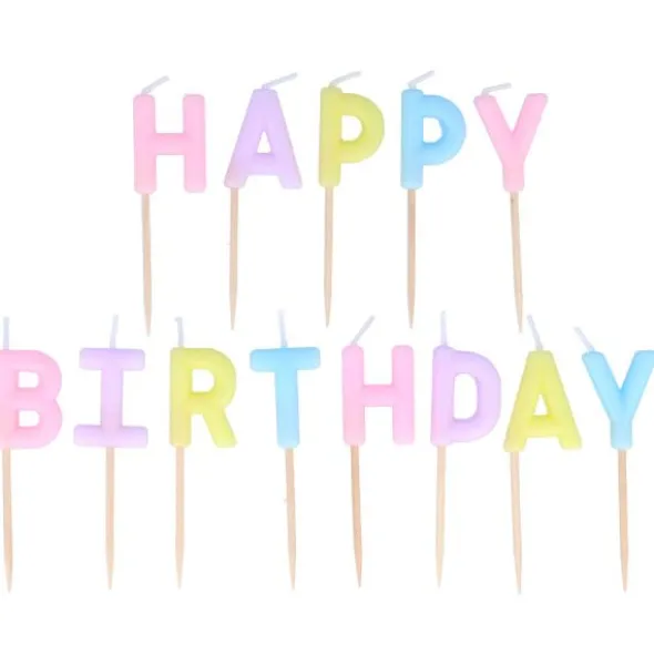 Bokstavsljus Happy Birthday Pastell