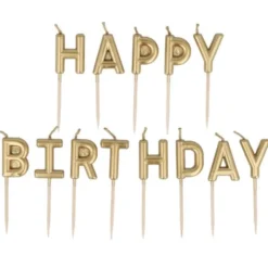 Bokstavsljus Happy Birthday Guld