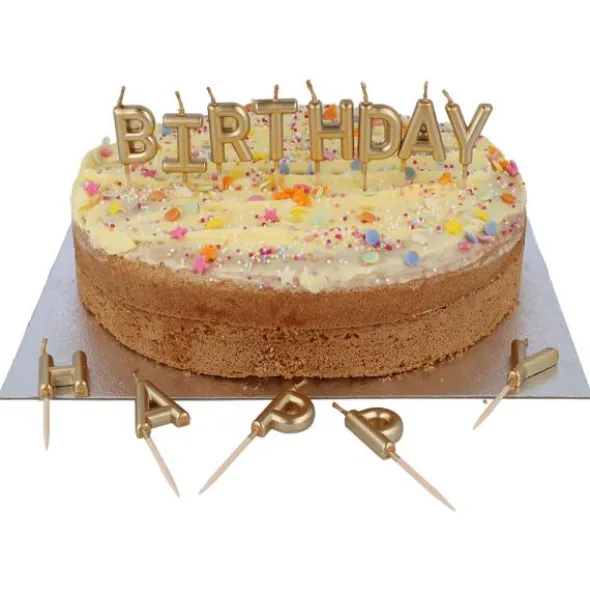 Bokstavsljus Happy Birthday Guld