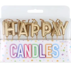 Bokstavsljus Happy Birthday Guld