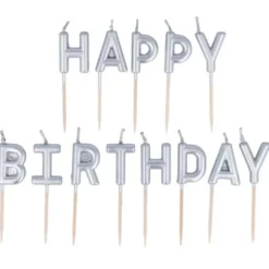 Bokstavsljus Happy Birthday Silver