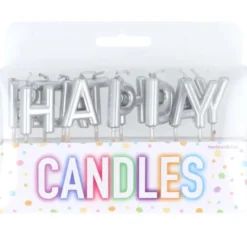 Bokstavsljus Happy Birthday Silver