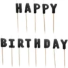 Bokstavsljus Happy Birthday Svart