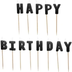 Bokstavsljus Happy Birthday Svart