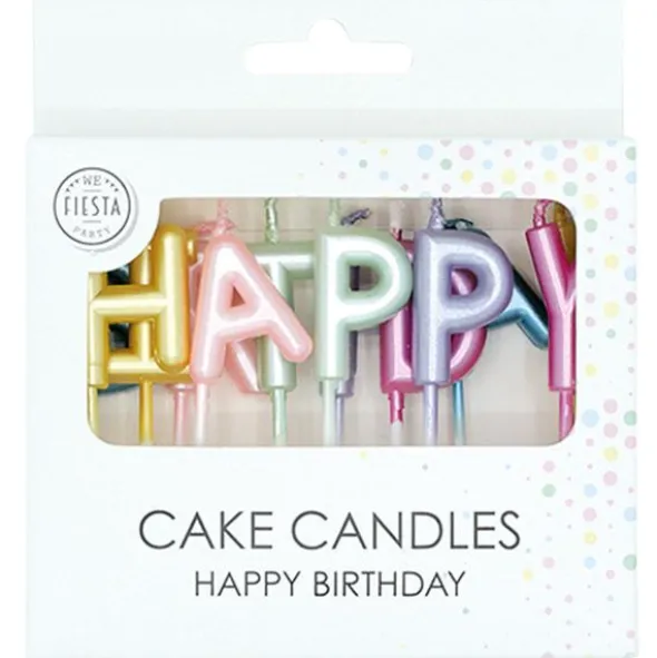 Bokstavsljus Happy Birthday Pärlemor 2,7 cm
