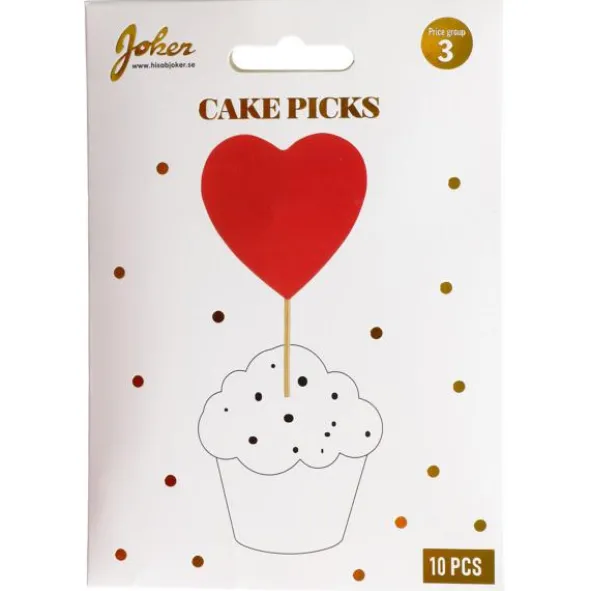 Cake Picks Röda Hjärtan 10-pack