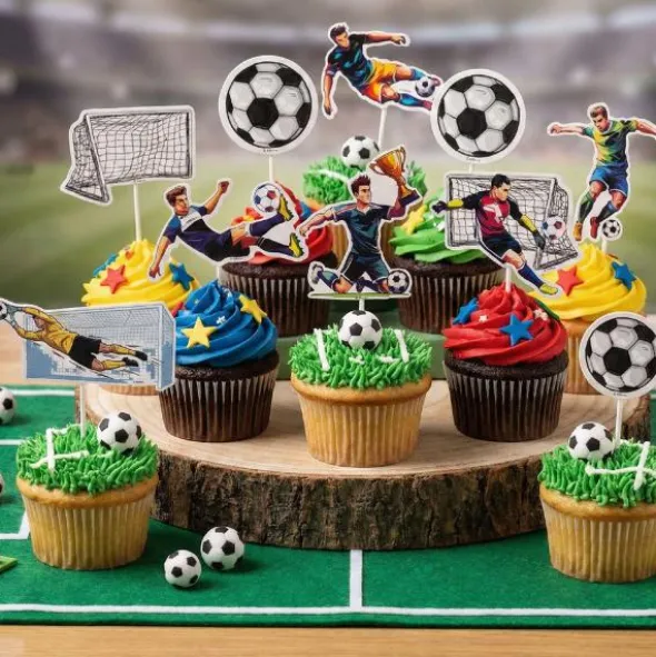 Cake Toppers Fotboll 10 cm 16-pack
