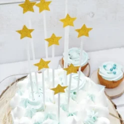 Cake Toppers Guld & Glitter Stjärnor