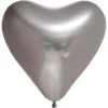 Chrome Mirror Hjärtballonger Silver