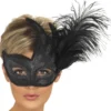 Colombina Svart Ögonmask med Fjädrar