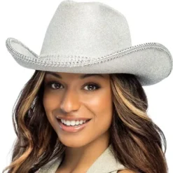 Cowboyhatt Glittrande Silver