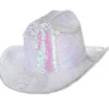 Cowboyhatt Paljetter Iriserande Vit