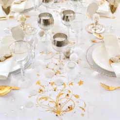 Cream Organzatyg med Glitter