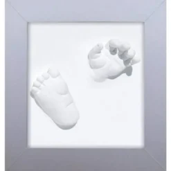 3D Hand- & Fotavtryck Träram Silver